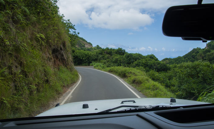 Driving the self-guided Jeep tour on Maui