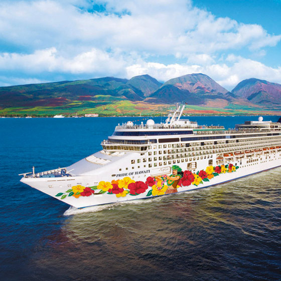 Cruise ship in Hawaiian harbor