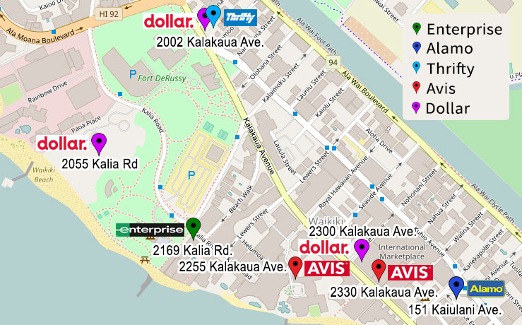 Jeep rental locations in central Waikiki