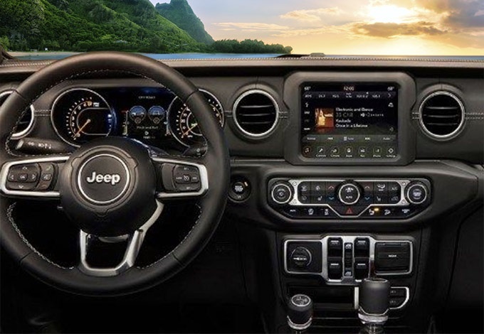 Jeep Wrangler with UConnect GPS Radio on Kauai, Hawaii